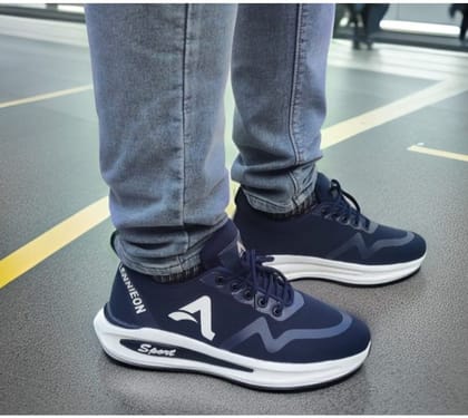 Mens Solid Synthetic Casual Shoes Size 6 (Navy Blue)