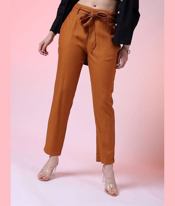 Freehand Pack of 1 Viscose Tapered Women's Casual Pants ( Brown )