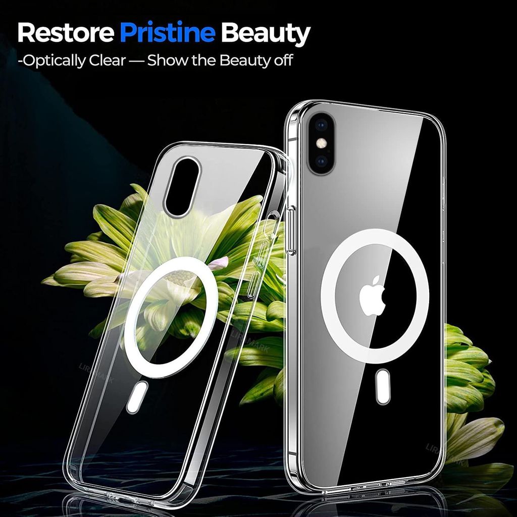 LIRAMARK Magnetic MagSafe Compatible Protective Case for Apple iPhone X/XS (Transparent)