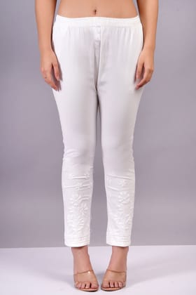 MRS RIGHT CHIKANKARI COTTON WHITE PANT