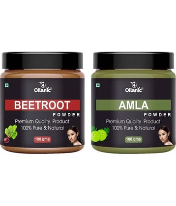 Oilanic 100% Pure Beetroot Powder & Amla Powder For Skincare Hair Mask 200 g Pack of 2