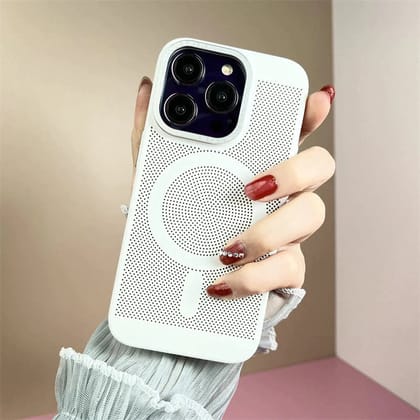 iPhone 15 Series Heat Dissipation Breathable Cooling Case With Camera Bumper-iPhone 15 Pro / White