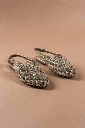 Gold Woven Sandals-36
