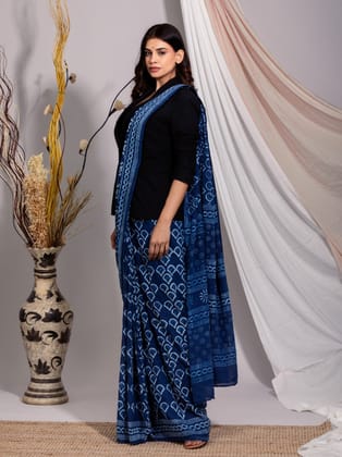 Handcrafted Piper Shell Design Cotton Mulmul Saree