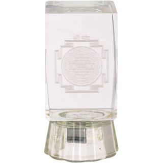 Jinanshi Fashion  Meru Shree Yantra 3D Crystal Cube Free Multi Color LED Light Base Statue  Decorative Showpiece