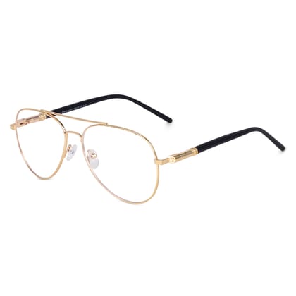 Dervin Blue Light Blocking Blue Cut Zero Power anti-glare Retro Aviator Eyeglasses frame for Eye Protection from UV by Computer/Tablet/Mobile/Laptop-Gold