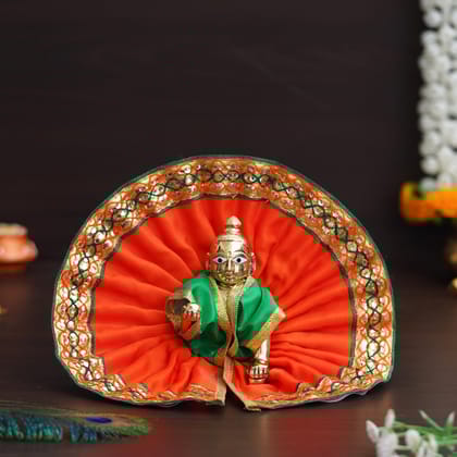 Green & Orange Decorative Baal Gopal Cotton Vastra/dress (Size 4)