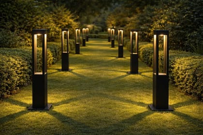 SPARKWORLD Outdoor Garden Bollard Pathway Light | Warm White LED Landscape Lawn Lamp | Modern Square Gate Light for Garden/Walkway/Driveway (Black, Pack of 1) | Colour: LX599PL/12W/SQ
