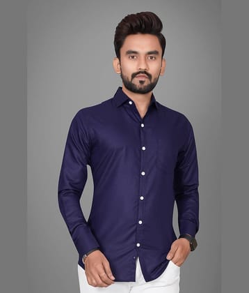 BOUGHT FIRST Cotton Blend Regular Fit Full Sleeves Men's Formal Shirt - Navy ( Pack of 1 )