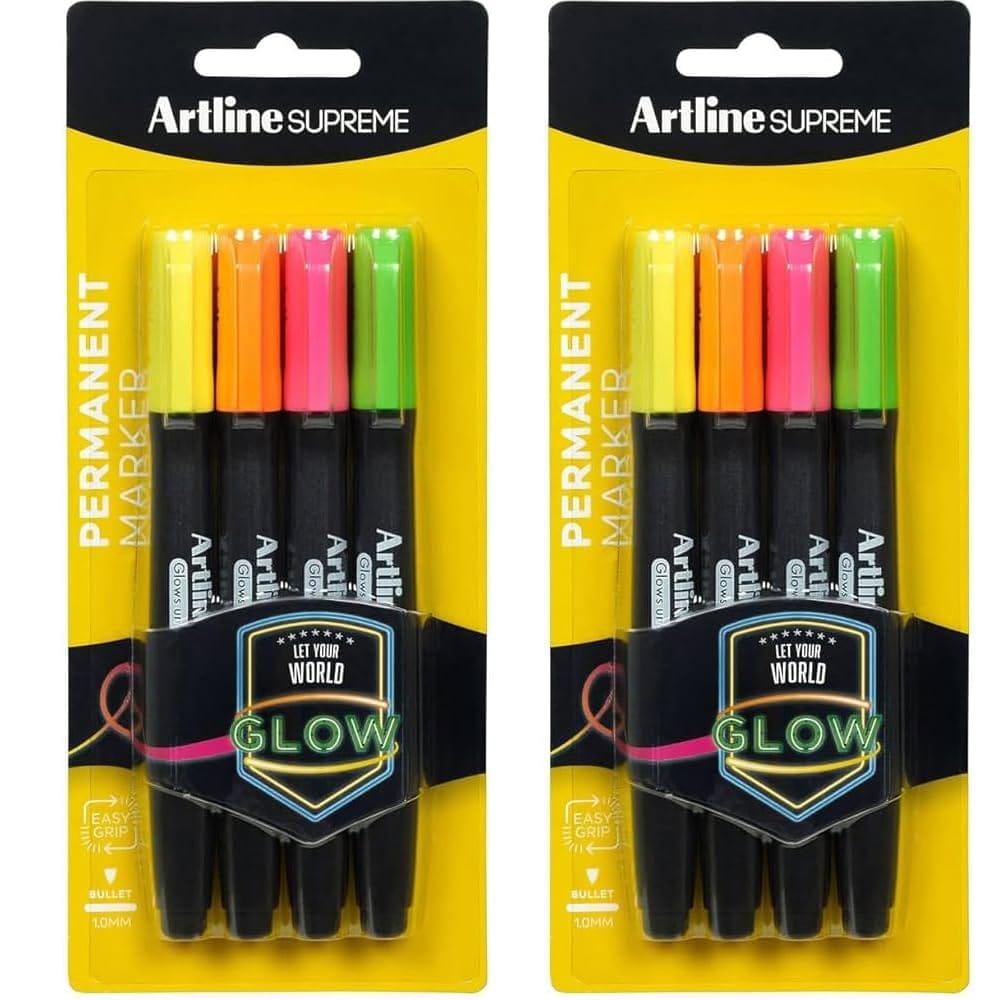 Artline Supreme UV Glow Permanent Marker of Glow Yellow, Glow