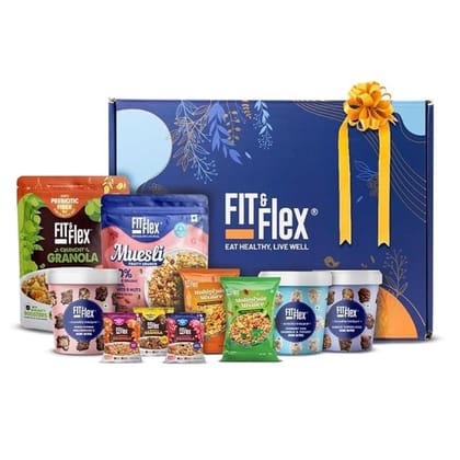 Fit & Flex Pack of 10 Premium Snacks (Granola, Muesli, Mini Bites & Namkeen)