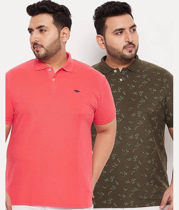 GET GOLF Pack of 2 Cotton Blend Regular Fit Solid Half Sleeves Men's Polo T Shirt ( Coral )