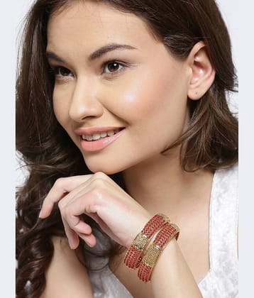 YOUBELLA Red Bangle Set ( Pack of 1 )