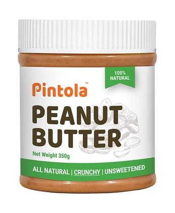 Pintola All Natural Peanut Butter - Unsweetened, Crunchy, 350 gm - undefined