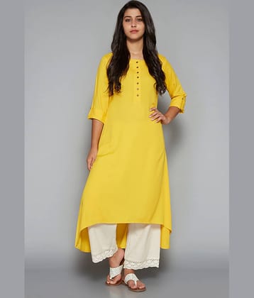 Pistaa - Orange Viscose Women's Asymmetrical Kurti ( Pack of 1 )