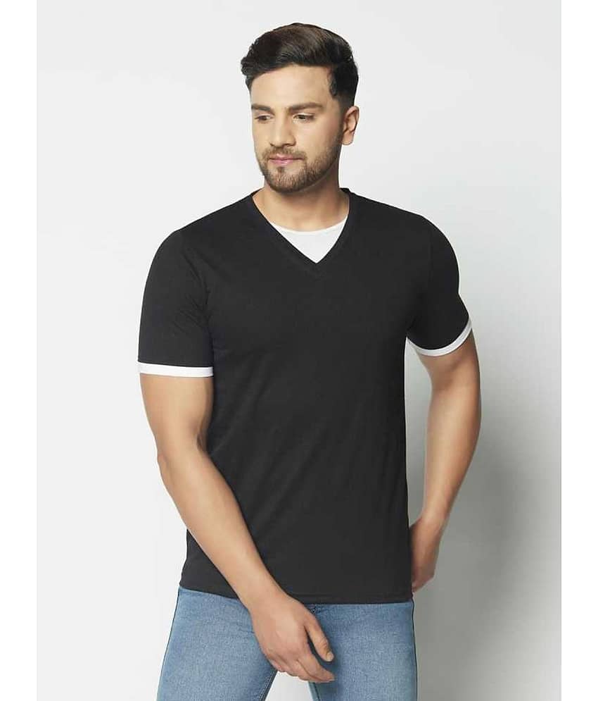 Glito Pack of 1 Cotton Blend Regular Fit Men's T-Shirt ( Black )