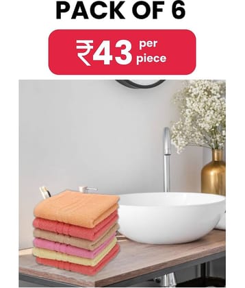Swadesi E Shop Pack of 6 Cotton 401-450 -GSM Hand Towel ( Multicolor )