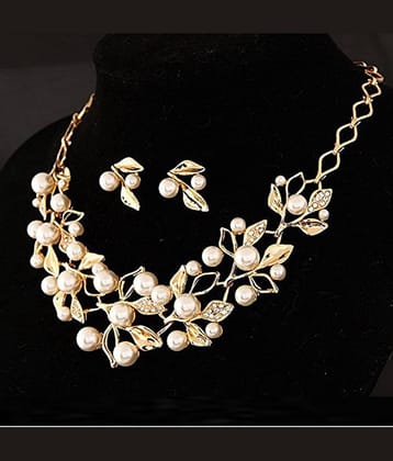 YOUBELLA Golden Alloy Necklace Set ( Pack of 1 )