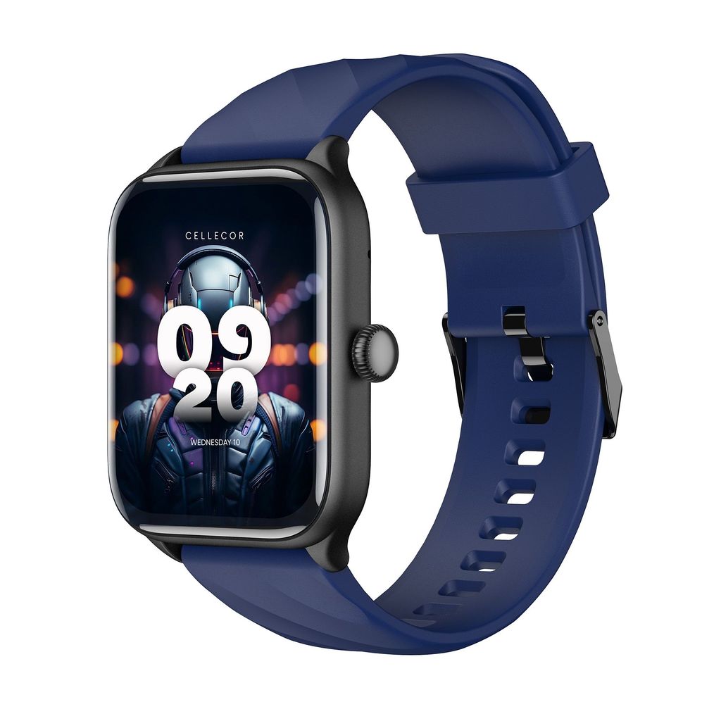 CELLECOR M1 Stew 1.83 IPS Display Smart Watch, Bluetooth Calling, Unlimited Watch Faces, 100+ Sports Modes, Health Suite, Voice Assistance (Black-Blue)