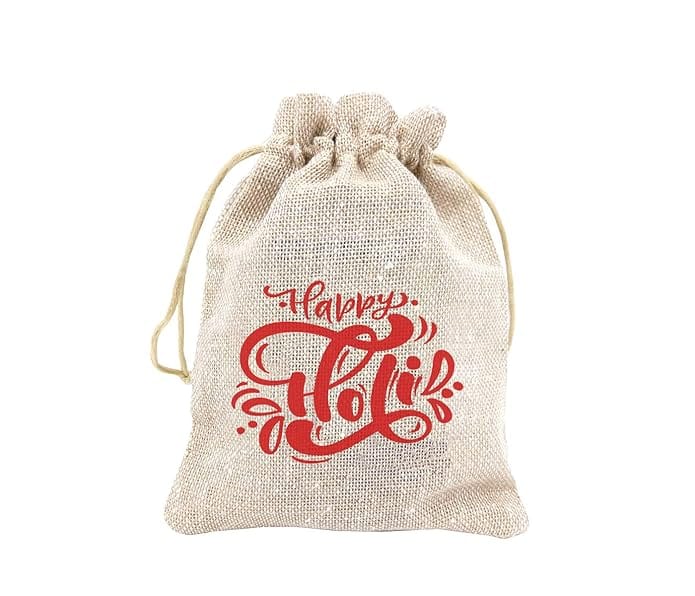 IVARIAN - Jute Potli Bag, Holi Festival Gifting Bag, Return Gifting Bag (10x14cm set of 50, Holi)