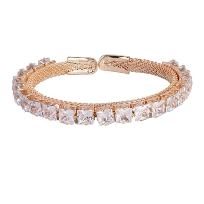 Rose Gold-Plated Bracelet with Square-Cut Stones