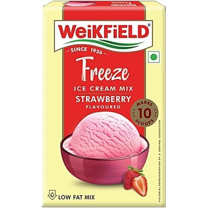 Weikfield Freeze Ice Cream Mix Powder - Strawberry Flavour, 100% Vegetarian, 100 g Carton
