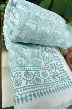 Sea Green Water Lily Dohar : Premium ComfortDouble
