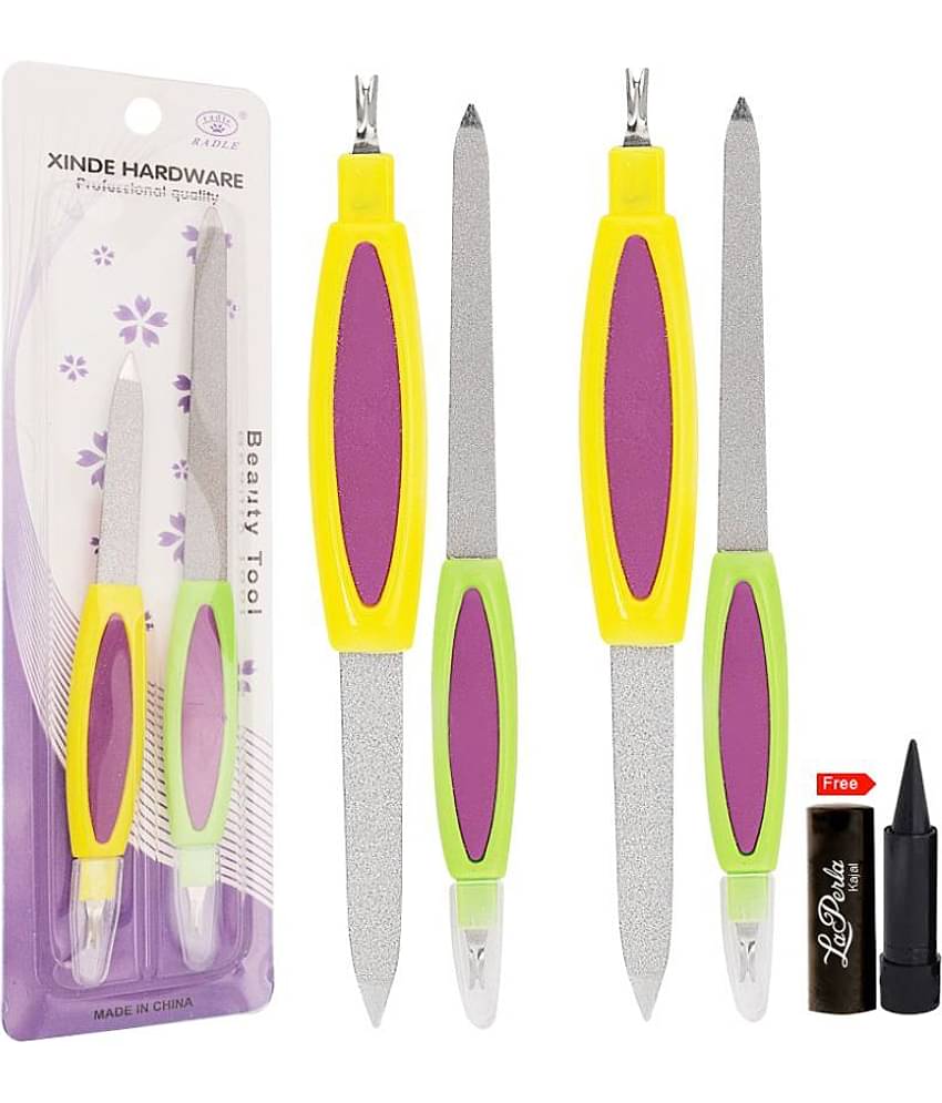Adbeni Professional Quality Multi Color Nail File With Trimmer Pack of 2 With Kajal