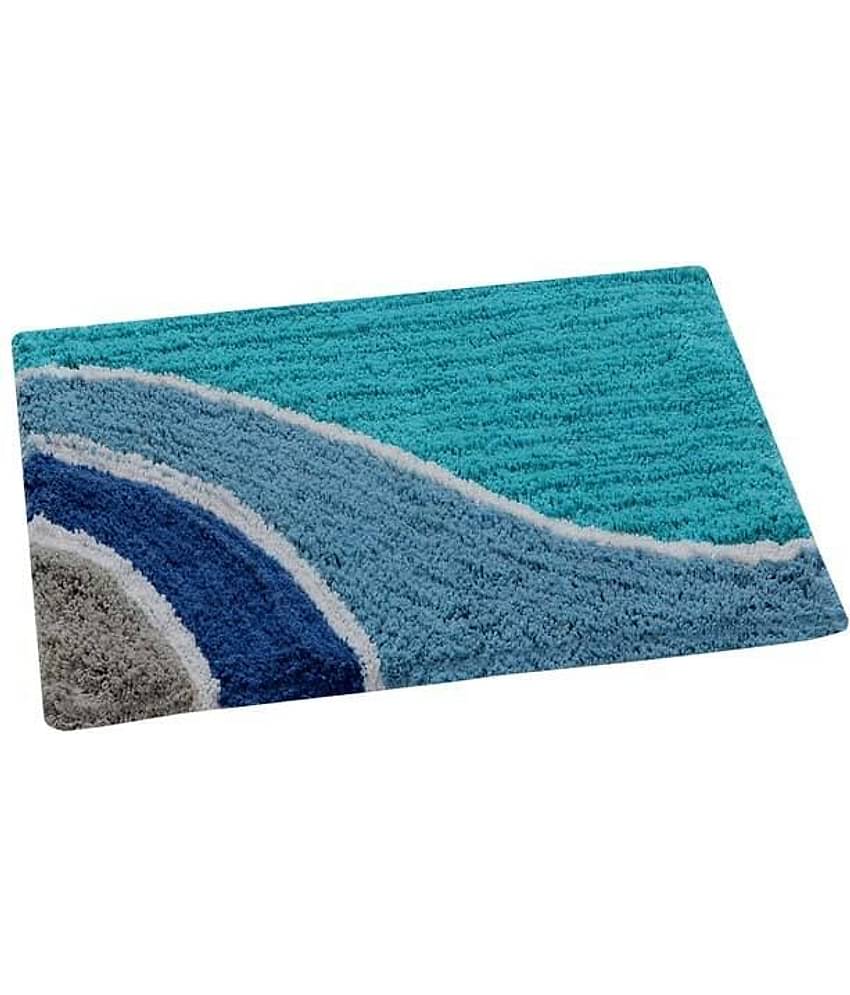 Aazeem Blue Cotton Abstract Floor Mat