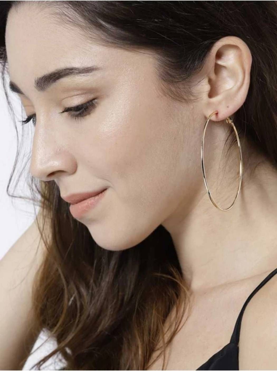 Golden Gol Hoop Earrings Big Size Alloy Earring for Girls & Women Pack 1 Pair