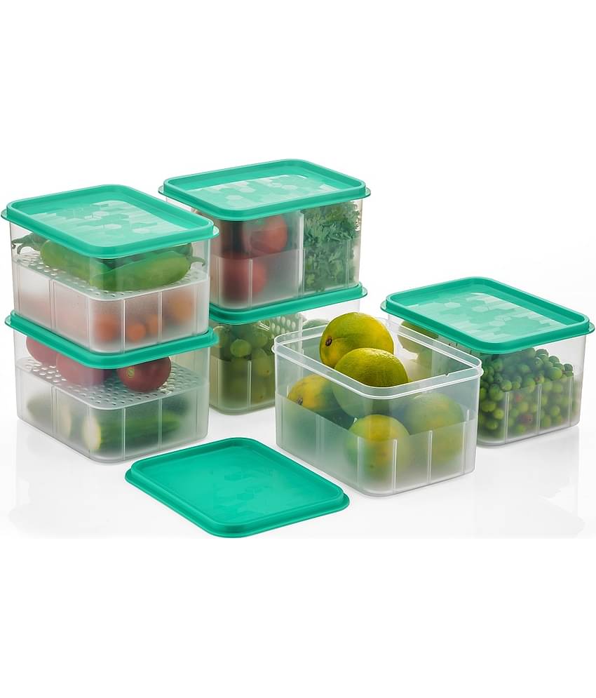 Analog kitchenware - Fruit/Food/Vegetable Plastic Sea Green Utility Container ( Set of 6 )