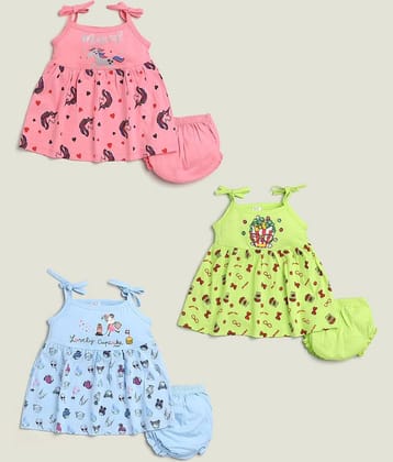 Mars Infiniti Pack of 3 Baby Girls Cotton Frock ( Yellow & Pink )