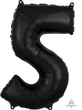 Large Shape No.5 Black Balloon 26" - L26 - Party and Festive Needs | Buy online on ZillyBuy