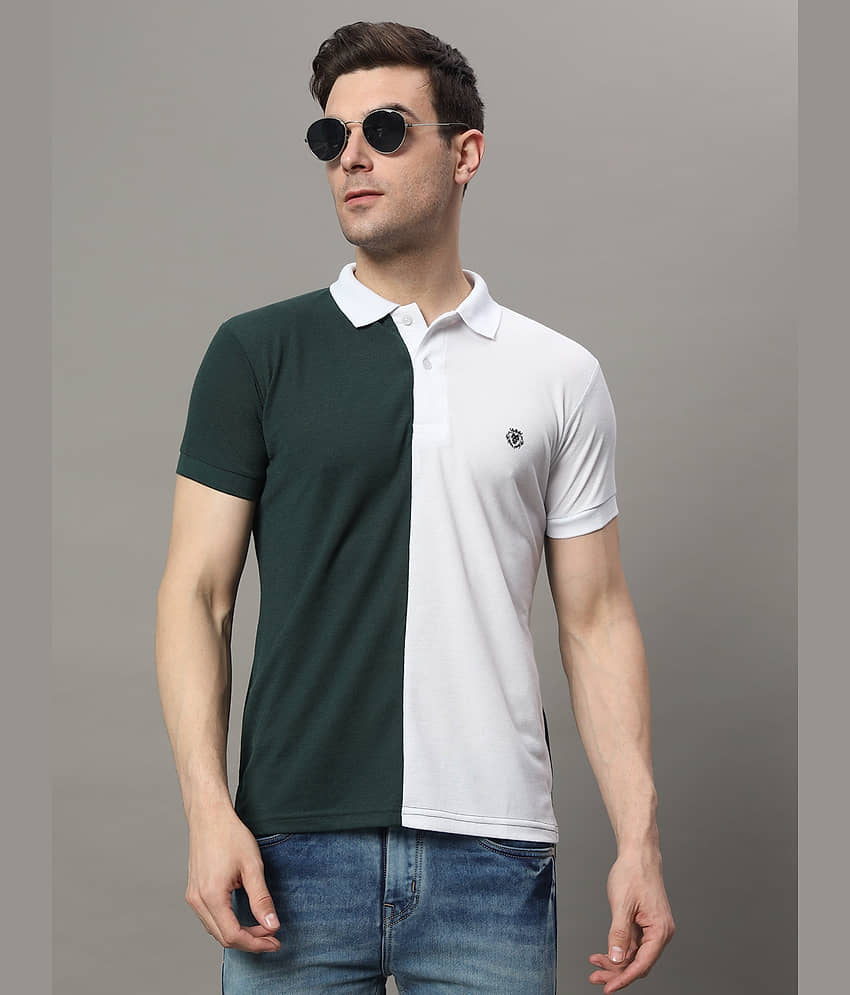 The Million Club Pack of 1 Cotton Blend Regular Fit Colorblock Half Sleeves Men's Polo T Shirt ( Olive Green )