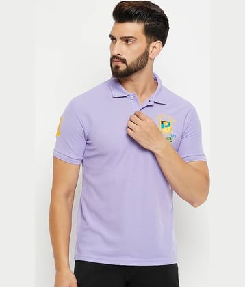 GET GOLF Pack of 1 Cotton Blend Regular Fit Embroidered Half Sleeves Men's Polo T Shirt ( Lavender )