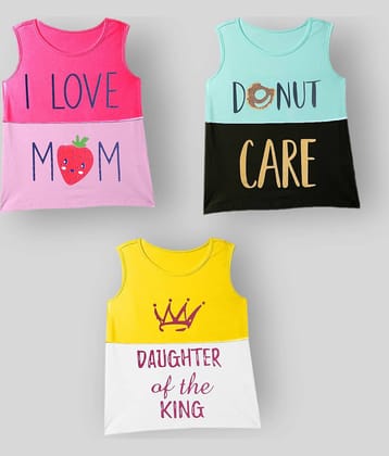 Kuchipoo Pack of 3 Girls Cotton Blend T-Shirt ( Multicolor )