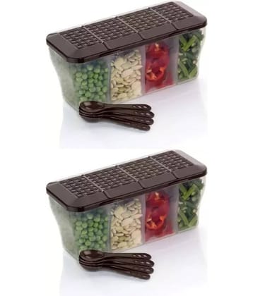 Analog Kitchenware Dal/Masala/Vegetable Plastic Brown Spice Container ( Set of 2 )