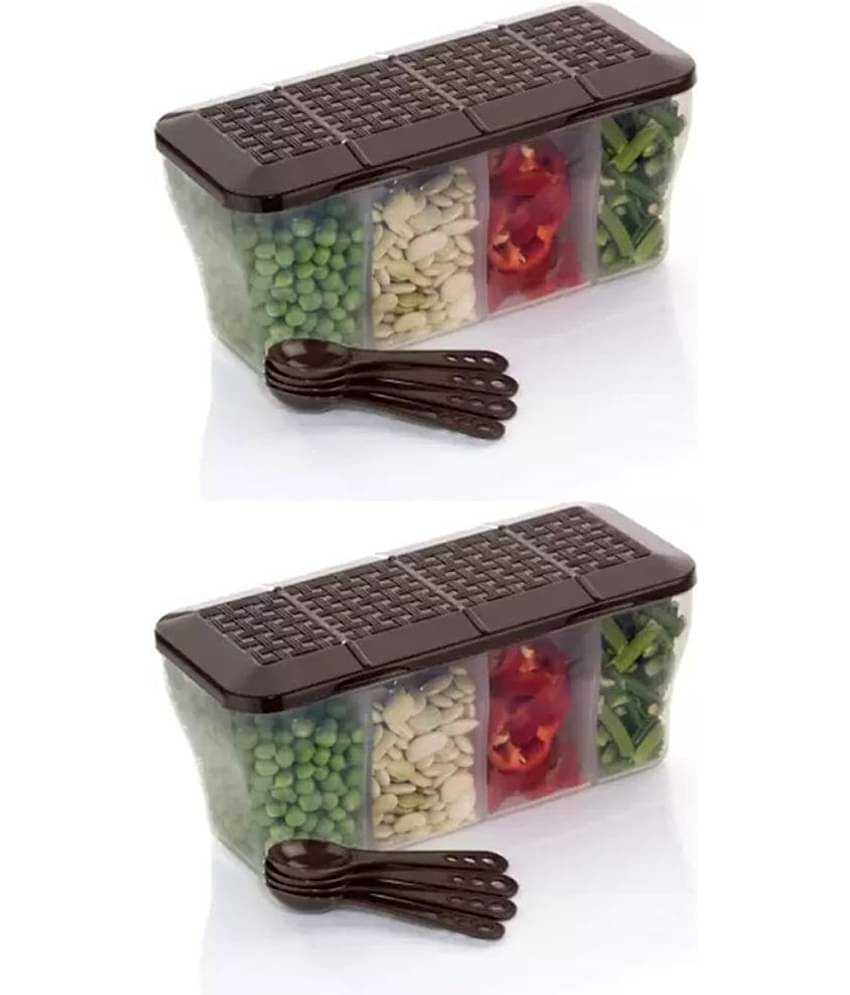 Analog Kitchenware Dal/Masala/Vegetable Plastic Brown Spice Container ( Set of 2 )