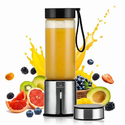 Goodscity Blender For Smoothie And Juices |Portable Hand Blender For Kitchen |Usb Rechargeable Fruit Juice Maker| 450Ml BPA FREE High Borosilicate Glass Jar| Durable Battery |1 Year Warranty Goodscity Blender For Smoothie And Juices |Portable Hand Blende