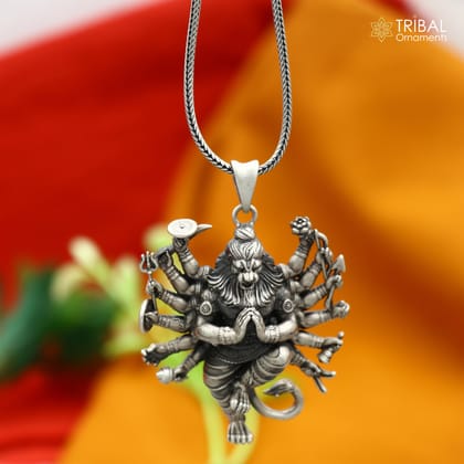 925 sterling silver handmade narasimha Pendant with chain tribal jewellery nsp1005-Only Pendant