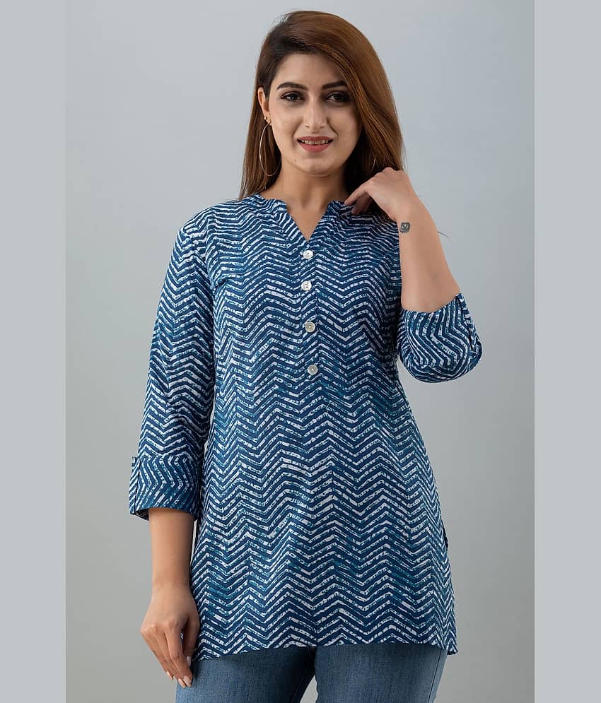 SAART BUNAAI Women's Cotton Blend Tunic ( Blue )