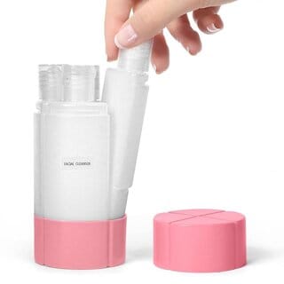 4 in 1 Travel Dispenser Refillable Travel Container with 4 Liquid Dispenser for Toiletries, Shampoo, Lotion, Gel, Body Wash, Makeup, Leak Proof