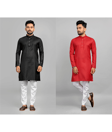 Fashionfricks Muticolor Cotton Blend Men's Regular Kurta ( Pack of 2 )