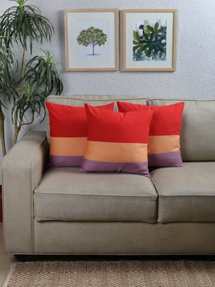 The Block Stripe - Set Of 3 Cushion Covers (Multi) - Medium