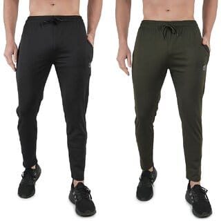 Kwings Mens Lower Combo Pack (Pack of 2) Lycra blend Plain sports wear Bottoms