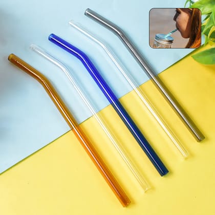 Reusable Glass Straws Clear Glass Drinking Straw (5 pcs Set) Reusable Glass Straws Clear Glass Drinking Straw (5 pcs Set)
