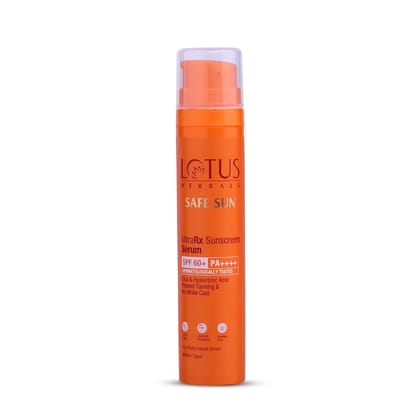 Lotus Herbals Safe Sun UltraRX Sunscreen Serum SPF 60+ PA++++, 50ml | Dermatologically Tested | Cica & Hyaluronic Acid, Prevent Tanning & No White Cast