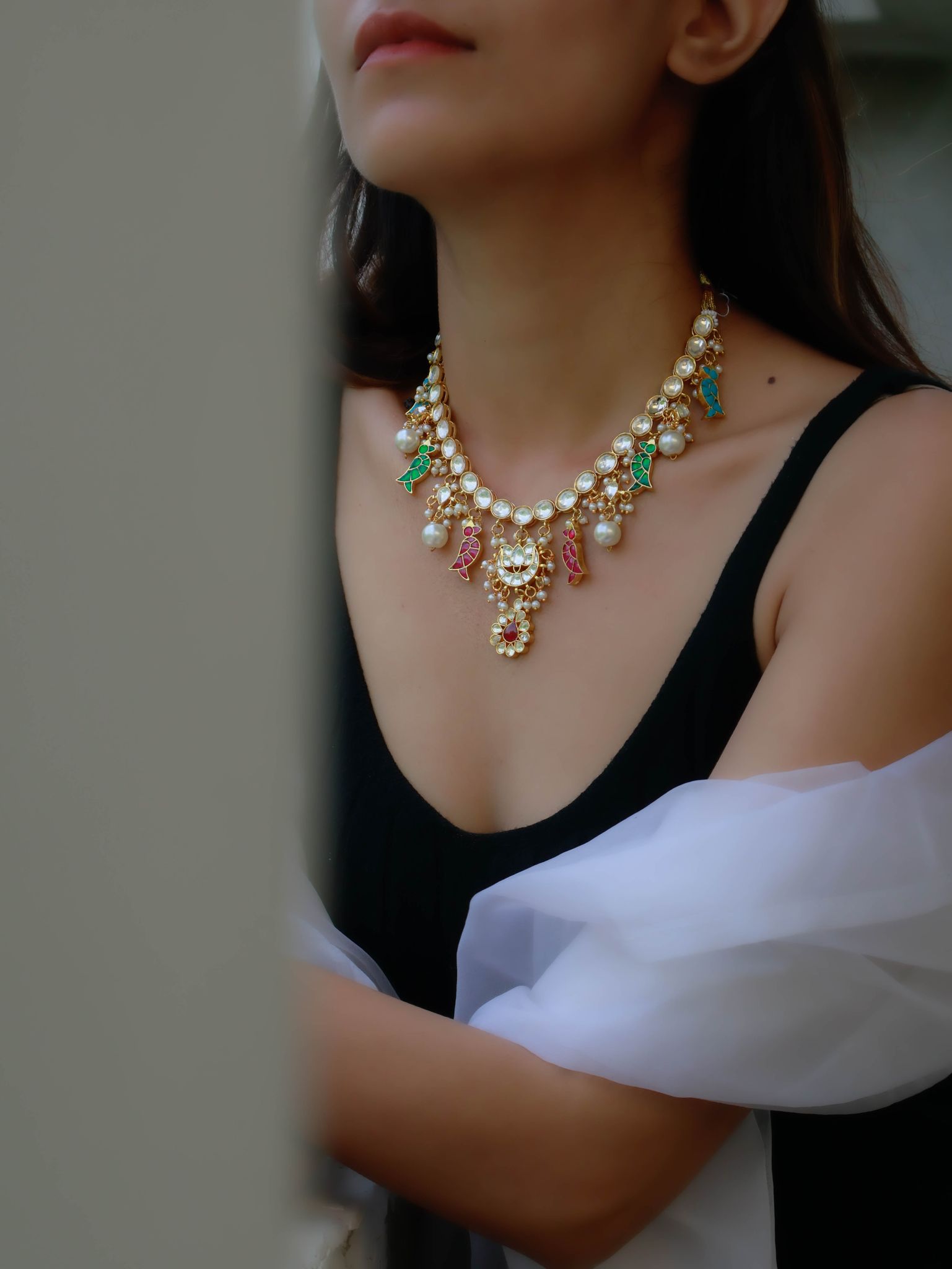Alisha Multicolored Kundan Necklace-Multicolored