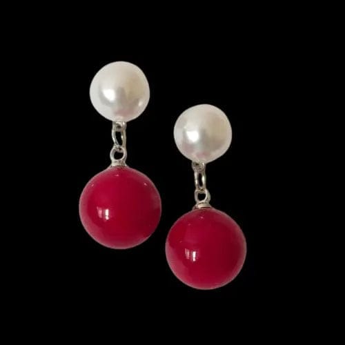 Pearl Earrings, Jade Earrings, 12mm jade earrings, 7-8mm white pearl 925 silver stud earrings