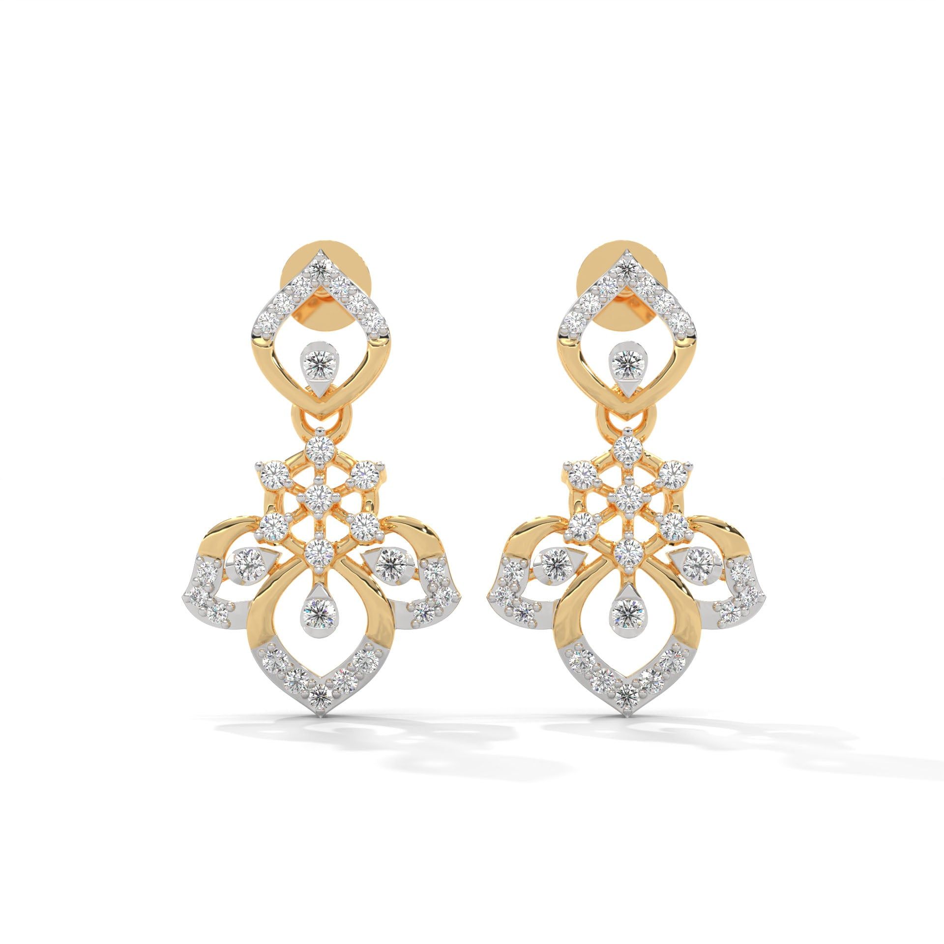 Dory Silver Moissanite Dangle Earrings | 22KT Gold Vermeil-Yellow Gold